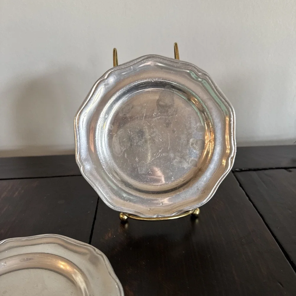 Vintage RWP Wilton Armetale Pewter Salad Bread Dessert‎ Plates Set Of 2.